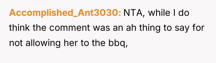 Accomplished_Ant3030 NTA, while I do think the comment was an...
