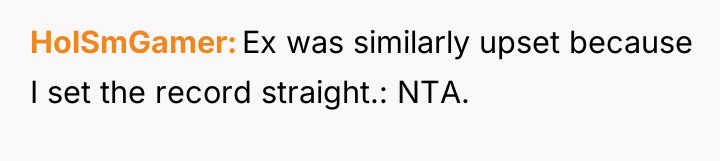 HolSmGamer Ex was similarly upset because I set the record...