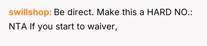 swillshop Be direct. Make this a HARD NO.: NTA If...