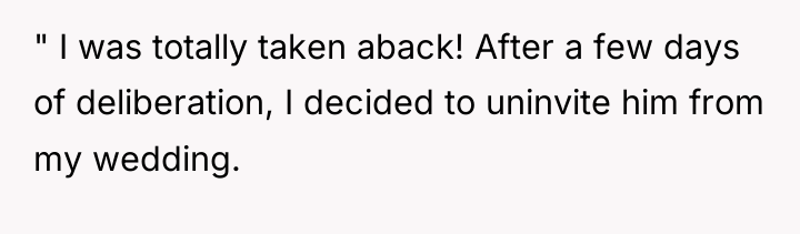 " I was totally taken aback! After a few days...