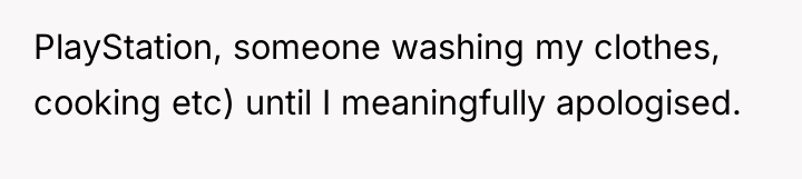 PlayStation, someone washing my clothes, cooking etc) until I meaningfully...