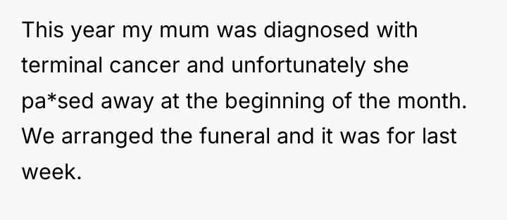 This year my mum was diagnosed with terminal cancer and...