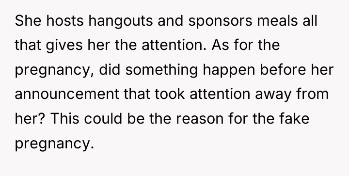 She hosts hangouts and sponsors meals all that gives her...