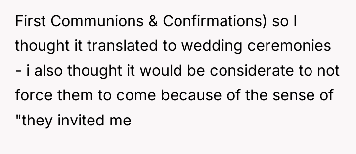 First Communions & Confirmations) so I thought it translated to...