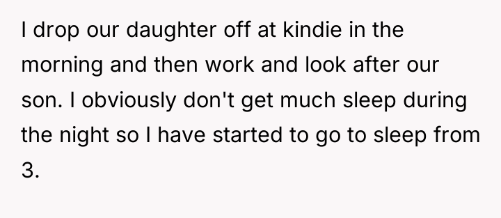 I drop our daughter off at kindie in the morning...