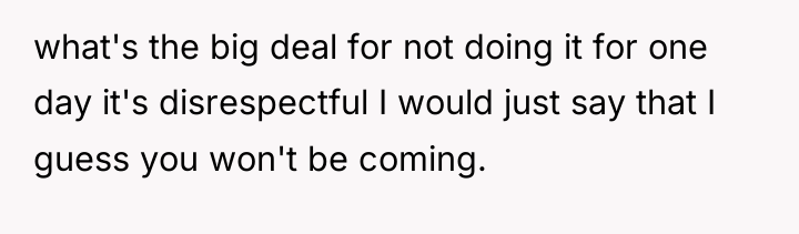 what's the big deal for not doing it for one...