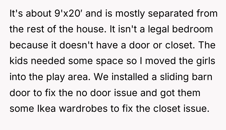 It's about 9'x20′ and is mostly separated from the rest...