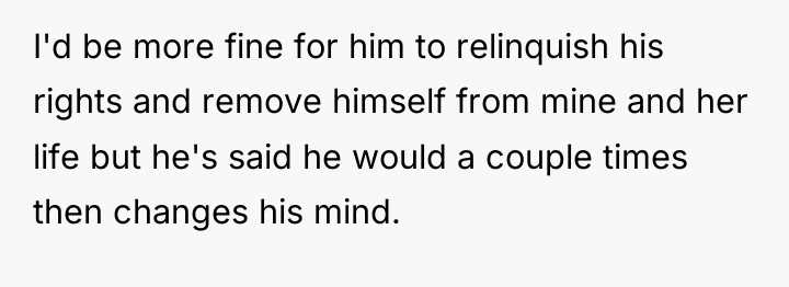 I'd be more fine for him to relinquish his rights...