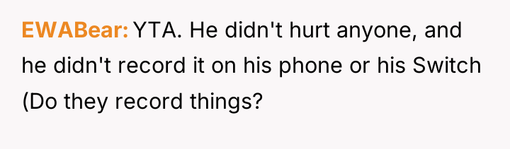 EWABear YTA. He didn't hurt anyone, and he didn't record...