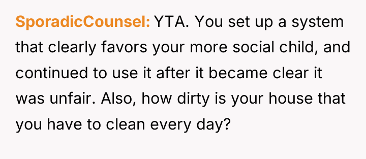 SporadicCounsel YTA. You set up a system that clearly favors...