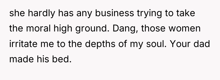 she hardly has any business trying to take the moral...