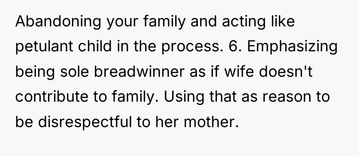 Abandoning your family and acting like petulant child in the...