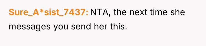 Sure_A*sist_7437 NTA, the next time she messages you send her...