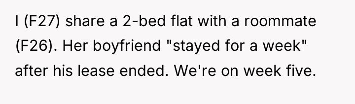 I (F27) share a 2-bed flat with a roommate (F26)....