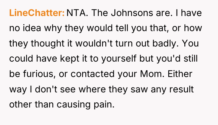 LineChatter NTA. The Johnsons are. I have no idea why...