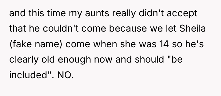 and this time my aunts really didn't accept that he...
