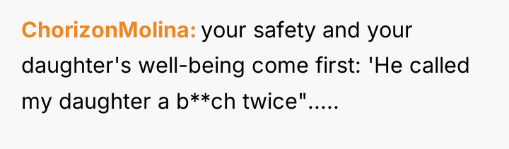 ChorizonMolina your safety and your daughter's well-being come first: 'He...