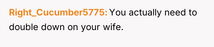 Right_Cucumber5775 You actually need to double down on your wife.