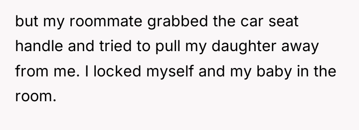 but my roommate grabbed the car seat handle and tried...