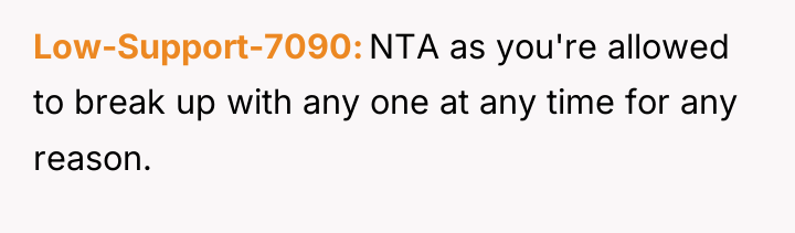 Low-Support-7090 NTA as you're allowed to break up with any...