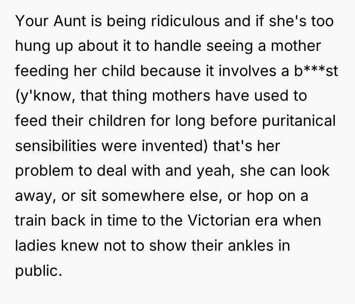Your Aunt is being ridiculous and if she's too hung...