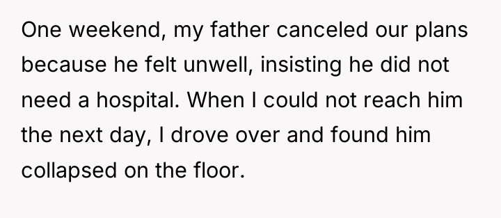 One weekend, my father canceled our plans because he felt...