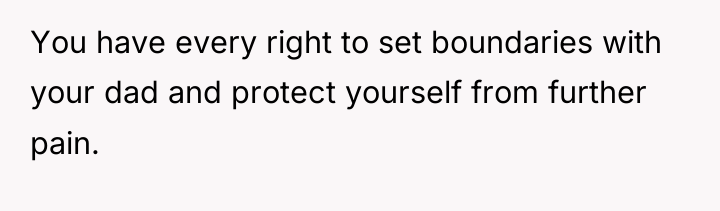 You have every right to set boundaries with your dad...