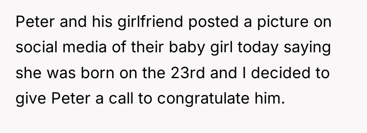 Peter and his girlfriend posted a picture on social media...