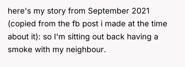 here's my story from September 2021 (copied from the fb...