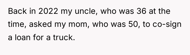 Back in 2022 my uncle, who was 36 at the...