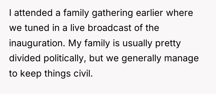 I attended a family gathering earlier where we tuned in...