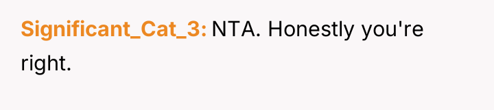 Significant_Cat_3 NTA. Honestly you're right.
