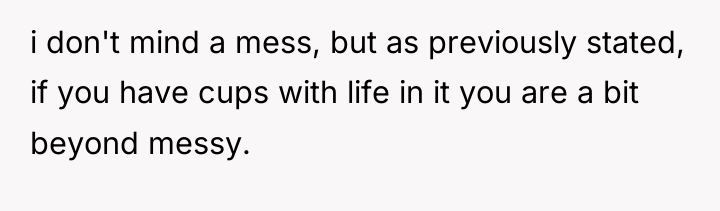 i don't mind a mess, but as previously stated, if...