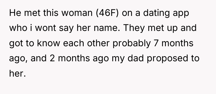 He met this woman (46F) on a dating app who...