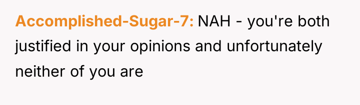 Accomplished-Sugar-7 NAH - you're both justified in your opinions and...