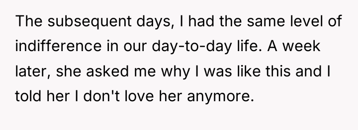 The subsequent days, I had the same level of indifference...