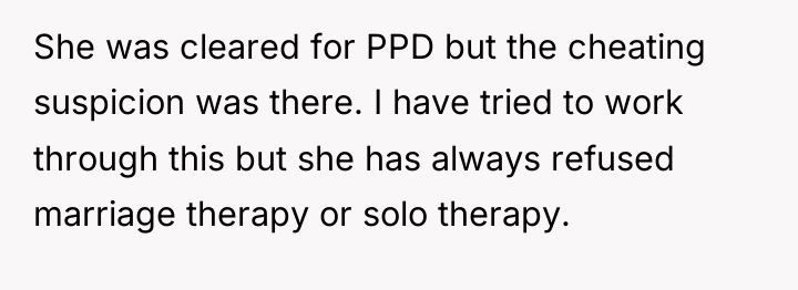 She was cleared for PPD but the cheating suspicion was...