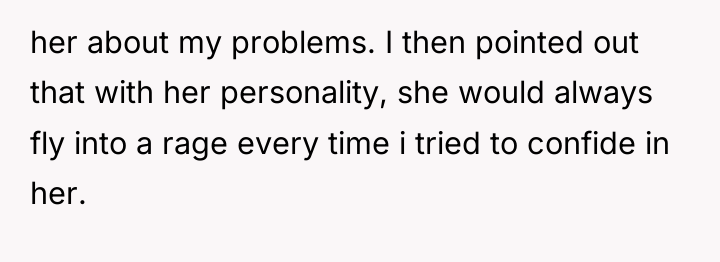 her about my problems. I then pointed out that with...