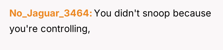 No_Jaguar_3464 You didn't snoop because you're controlling,