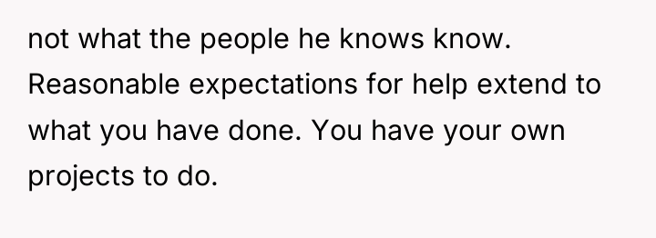 not what the people he knows know. Reasonable expectations for...