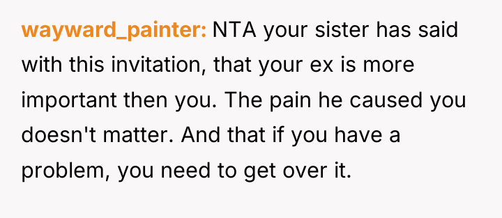 wayward_painter NTA your sister has said with this invitation, that...