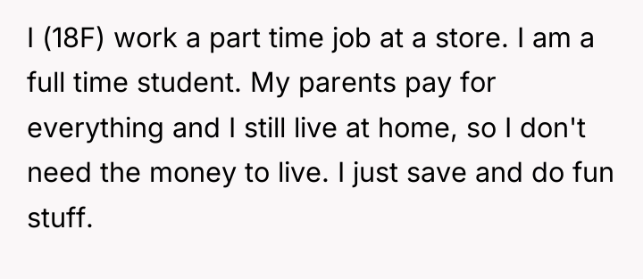 I (18F) work a part time job at a store....