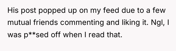 His post popped up on my feed due to a...