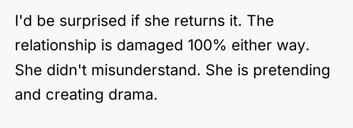 I'd be surprised if she returns it. The relationship is...