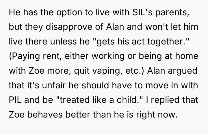 He has the option to live with SIL's parents, but...
