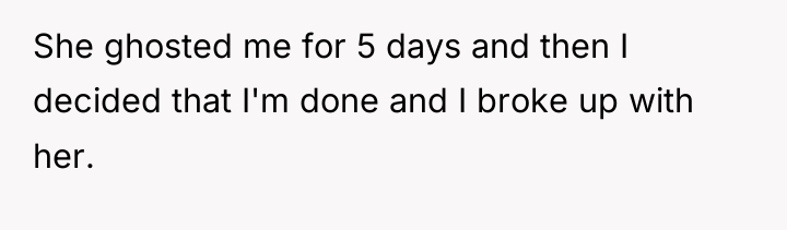 She ghosted me for 5 days and then I decided...