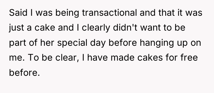 Said I was being transactional and that it was just...