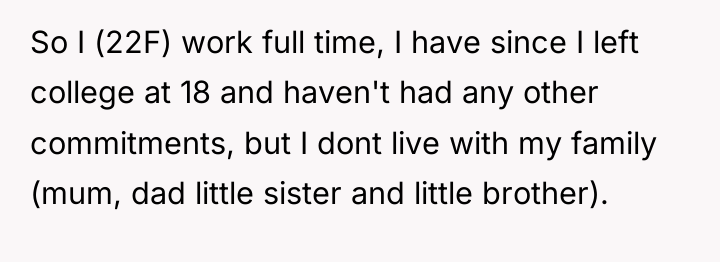 So I (22F) work full time, I have since I...