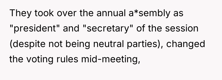 They took over the annual a*sembly as "president" and "secretary"...