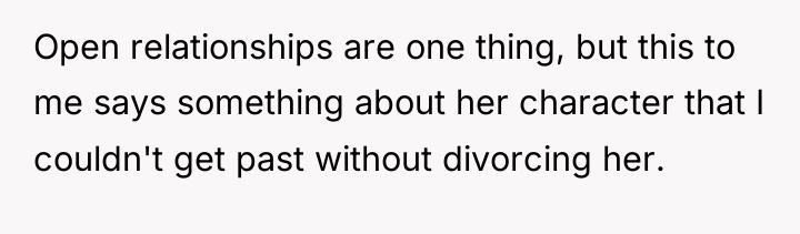 Open relationships are one thing, but this to me says...